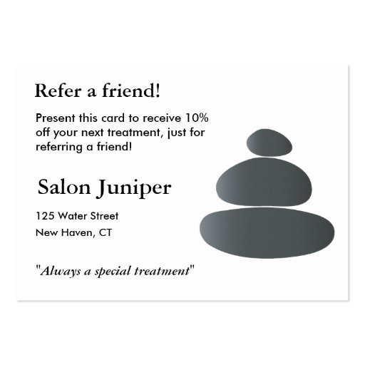 Referral Card with Balancing Stones Business Card Templates (front side)