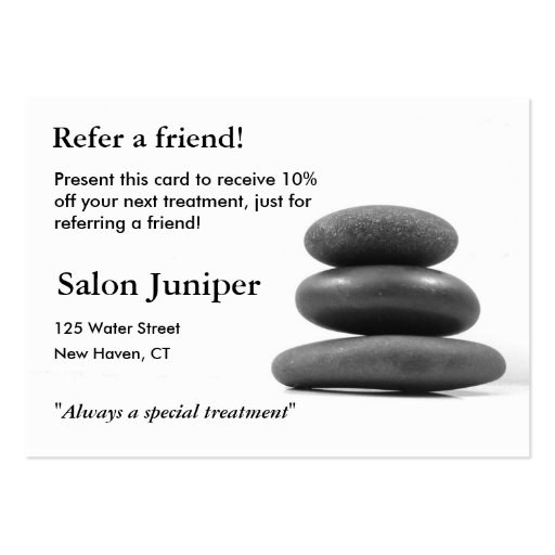 Referral Card with Balancing Stones Business Card Template (front side)