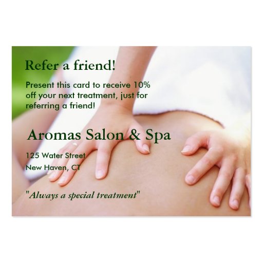 Referral Card with massage hands Business Card Templates (front side)
