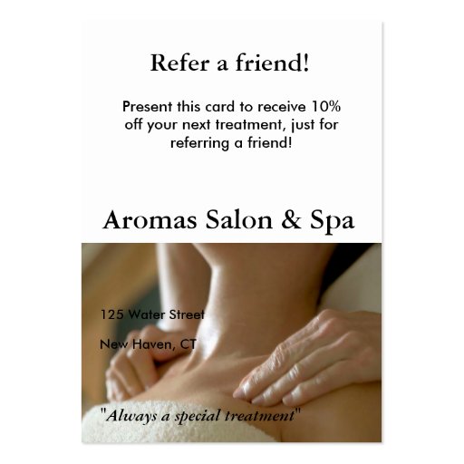 Referral Card with massage hands Business Cards (front side)