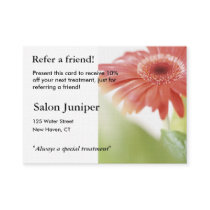 Referral Card with pink gerbena daisy Business Cards