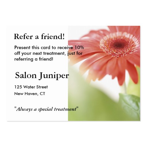 Referral Card with pink gerbera daisy Business Cards