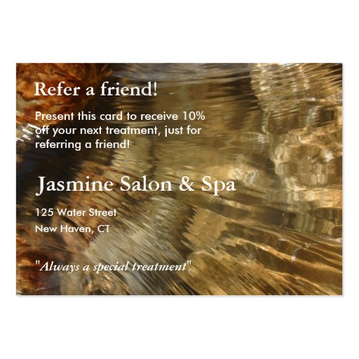 Referral Card with rushing water Business Card Template (front side)