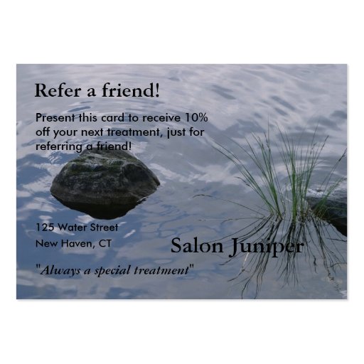 Referral Card with water and stones Business Card (front side)