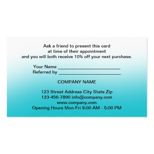 Referral Tell a Friend Business Card (back side)
