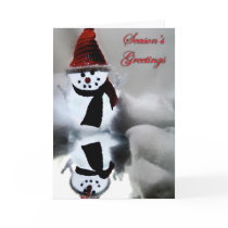 Reflected Snowman Seasons Greetings Card