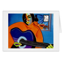 singer, musician, guitar, pastel, girl, abstract, art, urban, polestarimages, black-american, african, Card with custom graphic design