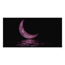 Reflection Crescent Moon On Lake Pink photo cards by VoXeeD Reflection Crescent Moon On Lake Pink photo cards