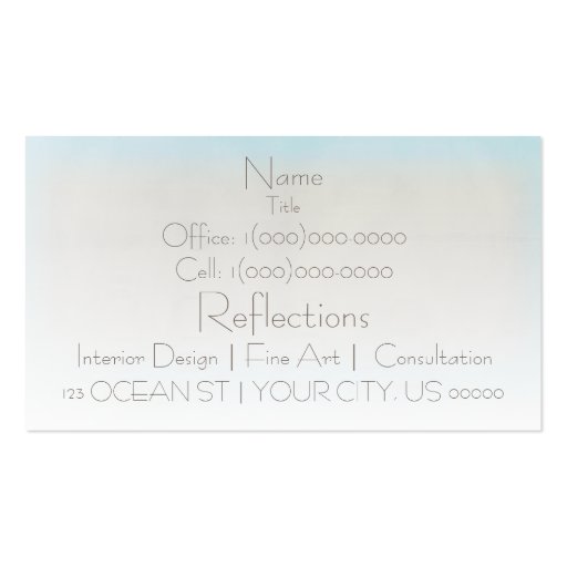 Reflections Art & Design Business Card (back side)