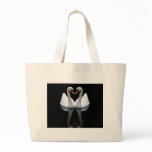 Reflections of Love, Heart Shape, White Swans Canvas Bags