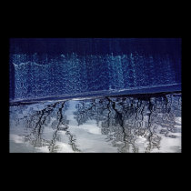 Reflections on blue posters