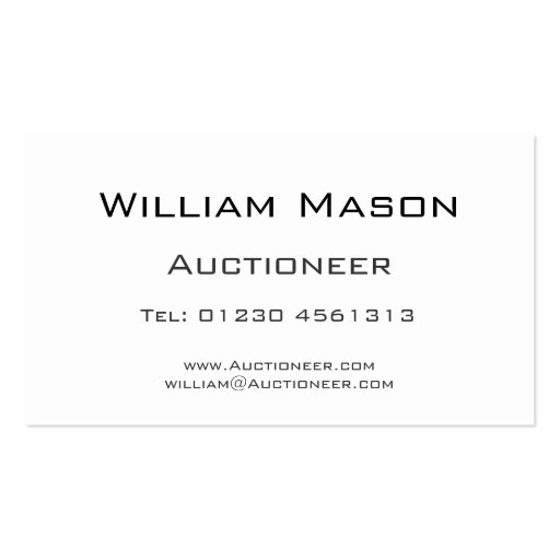 Reflective - Auctioneer - Business Card (back side)