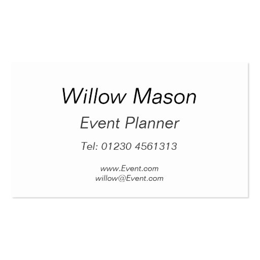 Reflective - Event Planner - Business Card (back side)