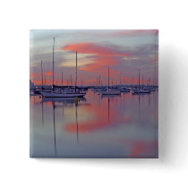 Reflective Sunrise on the Bay Square Button by MzLisaMichelle Reflective Sunrise on the Bay Square Button