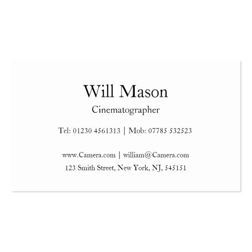 Reflective Text - Cameraman - Business Card (back side)