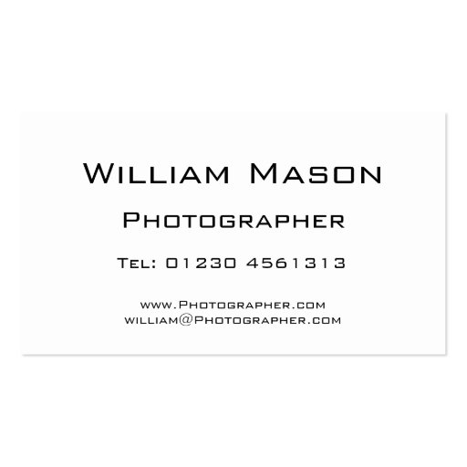 Reflective Text - Photographer - Business Card (back side)