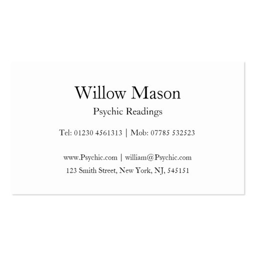 Reflective Text - Psychic Readings - Business Card (back side)