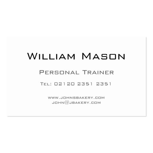 Reflective Text - Trainer - Business Card (back side)