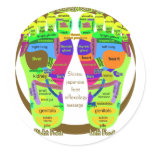 reflexology foot map round sticker