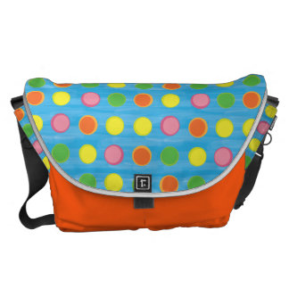 Refresh - Fruity Colorful Polka Dots on Aqua Blue Courier Bag
