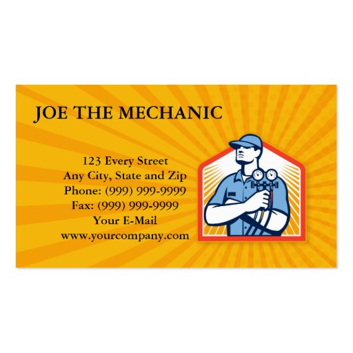Refrigeration Air Conditioning Mechanic Front Business Card Template (front side)