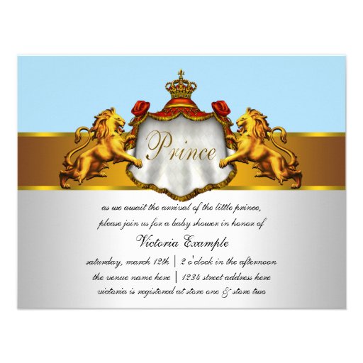 Regal Baby Blue Prince Baby Shower Invitations