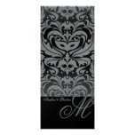 Regal Black Monogram Damask Wedding Menu Personalized Invite