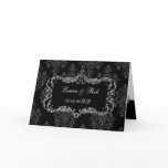 regal flourish black and gray damask thank you greeting cards