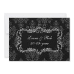 regal flourish black and gray damask thank you invite