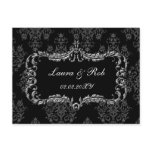 regal flourish black and gray damask thank you post cards