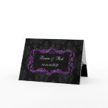 regal flourish black and purple damask thank you card