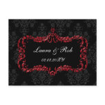 regal flourish black and red damask thank you postcard
