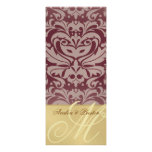 Regal Gold Monogram Damask Cranberry Wedding Menu Custom Announcements