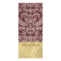 Regal Gold Monogram Damask Cranberry Wedding Menu Custom Announcements