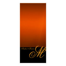 Regal Gold Monogram Orange Modern Wedding Menu Personalized Announcement