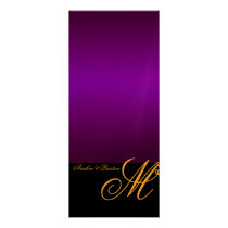Regal Gold Monogram Purple Modern Wedding Menu Personalized Announcement