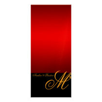 Regal Gold Monogram Red Modern Wedding Menu Invitations