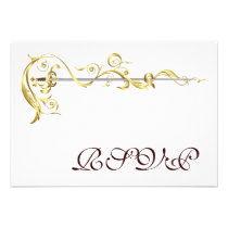 Regal Gold Scroll Ribbon Sword RSVP Invitation