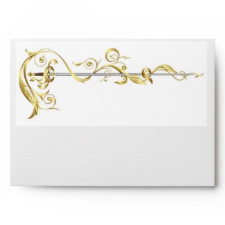 Regal Gold Scroll Ribbon Sword Wedding Envelope envelope
