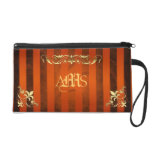 Regal Orange Monogram Gold Filigree Wristlet Bag