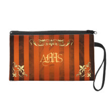 Regal Orange Monogram Gold Filigree Wristlet Bag