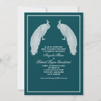 Regal Peacocks Wedding Invitation