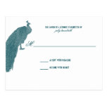 Regal Peacocks Wedding Response Postcard