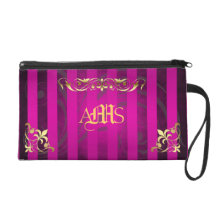 Regal Pink Monogram Gold Filigree Wristlet Bag