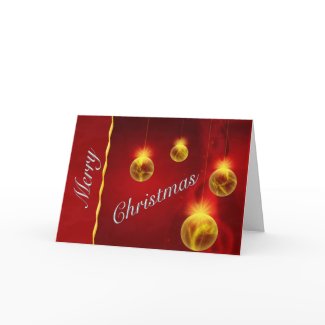 Regal Red and Gold Christmas Balls Greeting Card card
