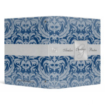 Regal Royal Blue Monogram Damask Wedding Binder