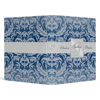 Regal Royal Blue Monogram Damask Wedding Binder