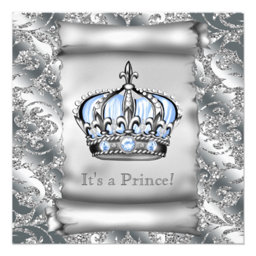Regal Royal Blue Prince Baby Shower Invitation