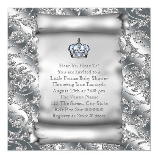 Regal Royal Blue Prince Baby Shower Invitation