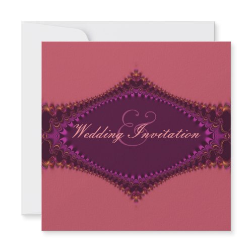 Regal Royal Fuchsia Lace Wedding Invitation invitation